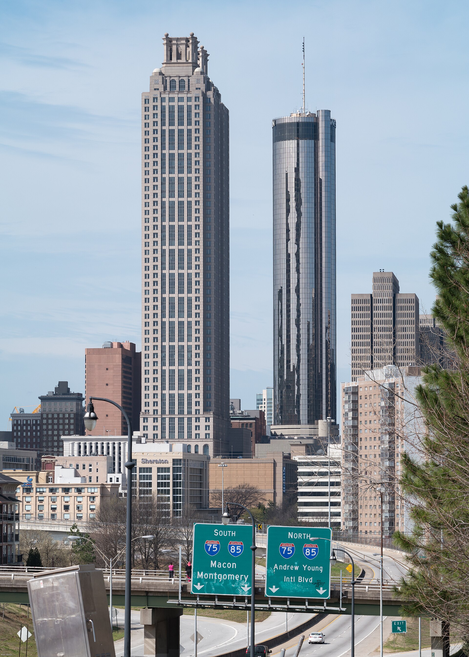Downtown Atlanta skyline with Mercedes-Benz Stadium visible, host venue for 2026 World Cup matches