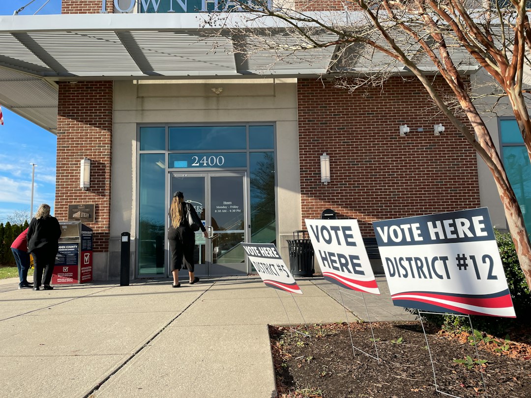 Voters waiting in line to cast ballots at a Georgia polling place during early voting