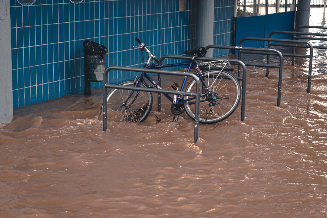 Flooded water treatment facility with visible damage in Georgia after Hurricane Helene