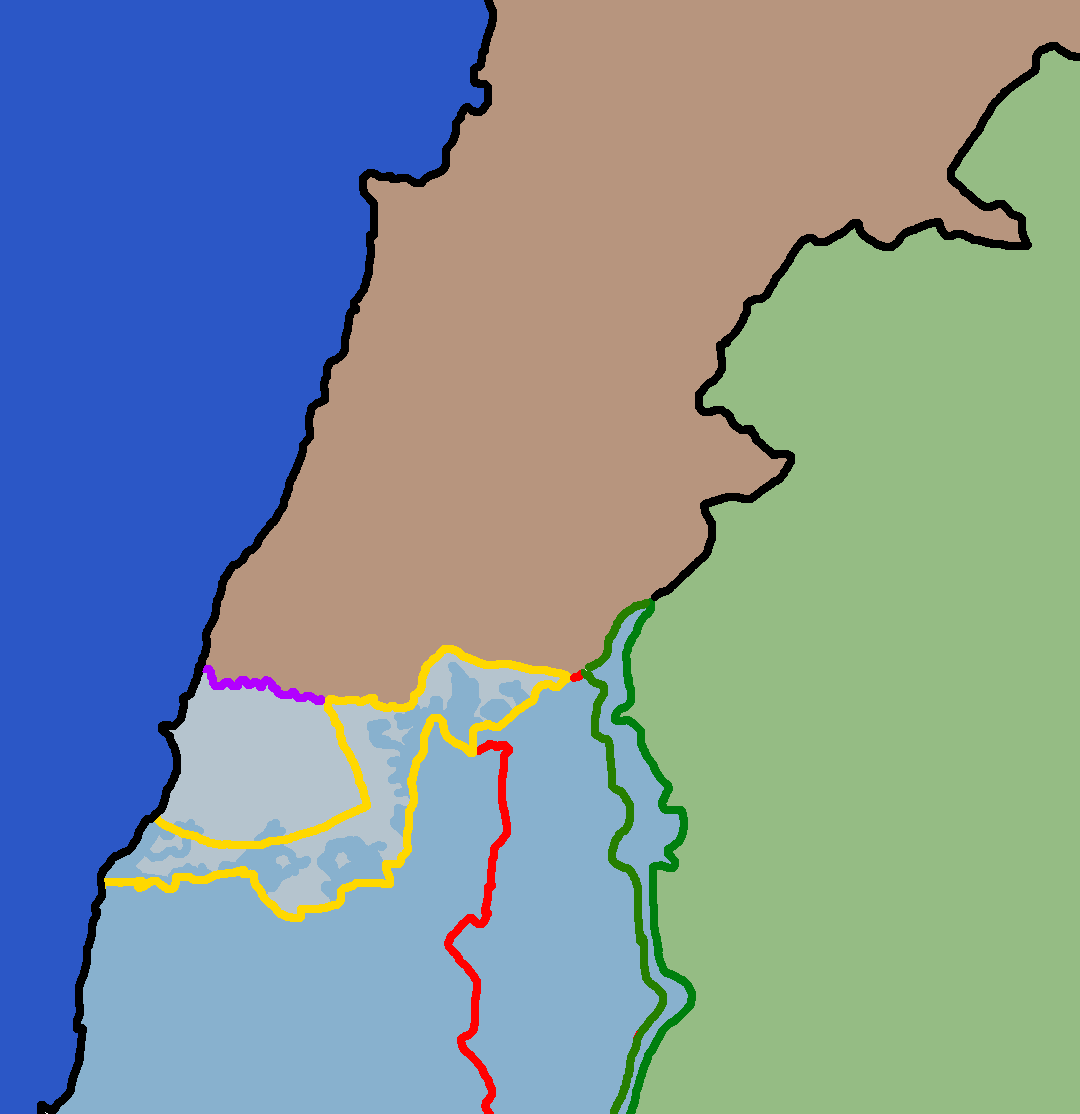 Map showing Israeli military-controlled territory across Gaza, Lebanon, and Syria
